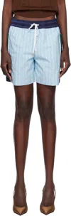 Casablanca Blue Pinstripe Laurel Track Shorts In Pin Stripe