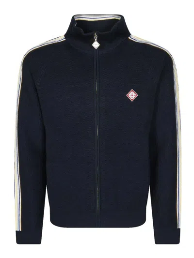 Casablanca Blue Sporty High-collar Zip-up Sweatshirt