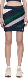 Casablanca Blue Stripe Fluffy Miniskirt In Navy
