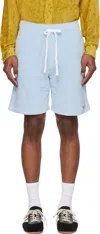 Casablanca Velour Stripe Shorts In Blue