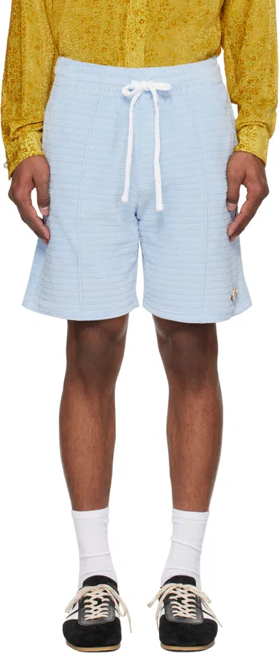 CASABLANCA BLUE VELOUR STRIPE SHORTS