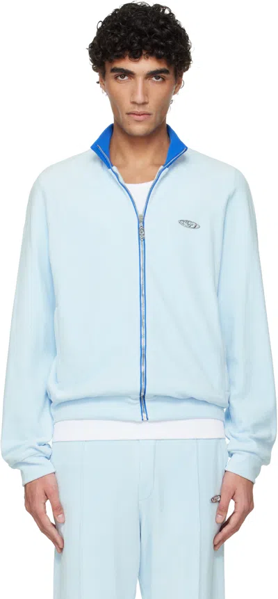 Casablanca Blue Velour Track Jacket In Gray