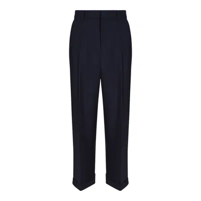 Casablanca Blue Wool Trousers In Black