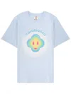 Casablanca Ribbed Crew Neck Short Sleeve T-shirt With Airbrush Artwork In Blue