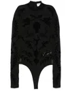 Casablanca Devore Thong Bodysuit Black In Nero