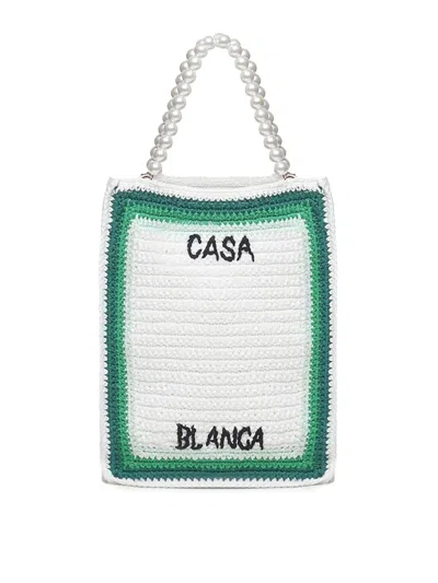 Casablanca Crochet Logo Tote Bag In Green