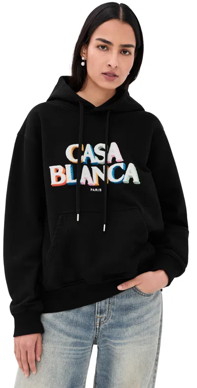 Casablanca Boucle Embroidered Hoodie Black