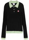 Casablanca Men Black Polo Shirt With Classic Collar And Logo Patch On The Front In Cotton Blend Man