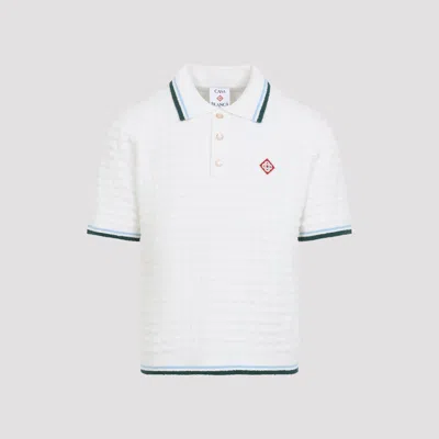 Casablanca Boucle Loop Short Sleeve Polo For Men In White