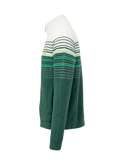 Casablanca Boucle Loop Zip Up Sweatshirt In White/green