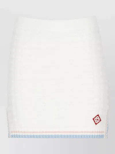 Casablanca Bouclé Mini Skirt Knee Midi Length In White