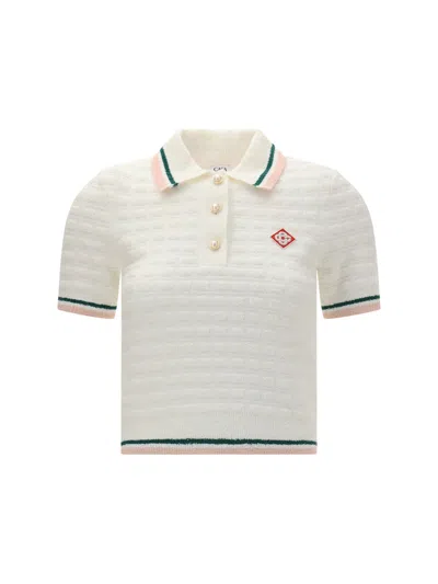 Casablanca Boucle Polo Shirt In Neutral