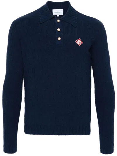 Casablanca Blue Stretch Cotton Blend Sweater