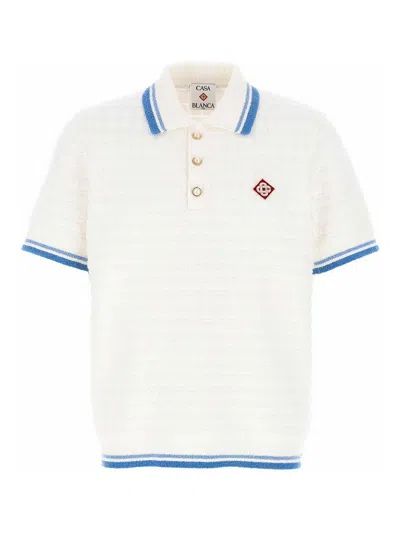Casablanca Boucle Polo Shirt In White