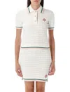 Casablanca Textured Cotton Polo Shirt With Contrast Collar In White