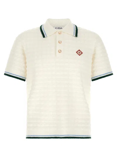 Casablanca Boucle Short Sleeve Polo In White