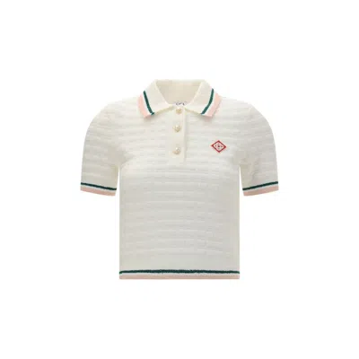 Casablanca White Cotton Nylon Polo Shirts In Multi