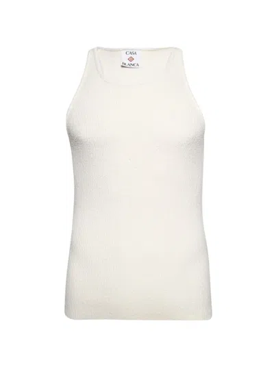 Casablanca Boucle Ribbed Vest Top White