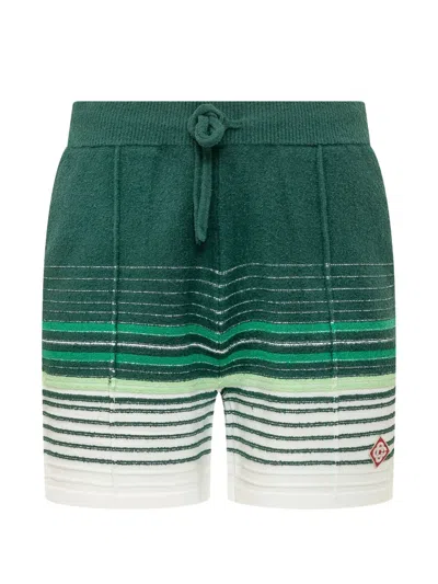Casablanca Mens Green Boucle Stripe Cotton-blend Shorts