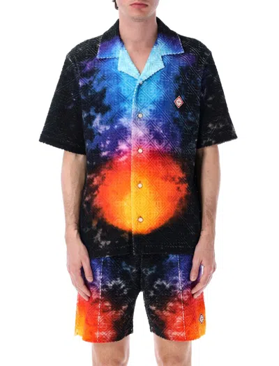 Casablanca Bowling Shirt Monogram Toweling In Black Gradient