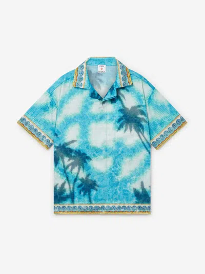 CASABLANCA CASABLANCA BOYS CAUSTICS EMBLEM CUBAN COLLAR SHIRT