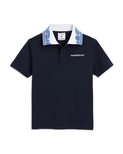 Casablanca Boys' Wave Collar Polo Shirt - Little Kid, Big Kid In Black