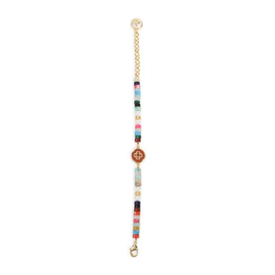 Casablanca Beaded Logo-charm Bracelet In Gold