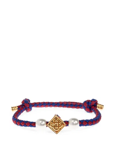 Casablanca Braided Faux-pearl Bracelet In Multi