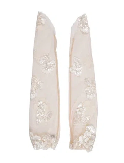Pre-owned Casablanca Bridal Embroidered Bridal Gloves In Neutral