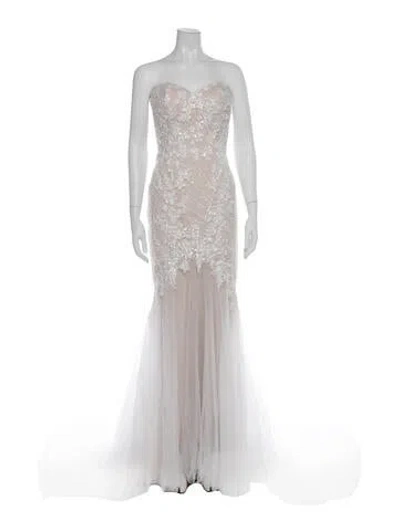 Pre-owned Casablanca Bridal Evelise Long Dress In Gray