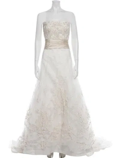 Pre-owned Casablanca Bridal Floral Print Long Dress In Gray