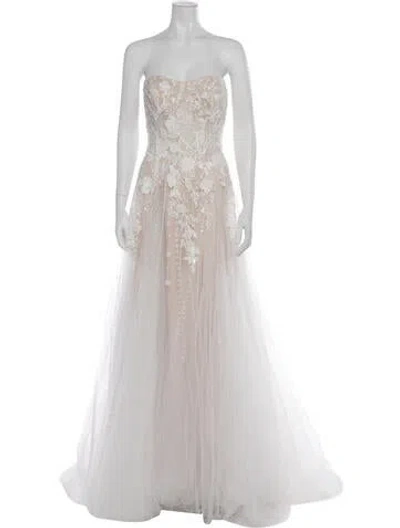 Pre-owned Casablanca Bridal Floral Print Long Dress In Gray