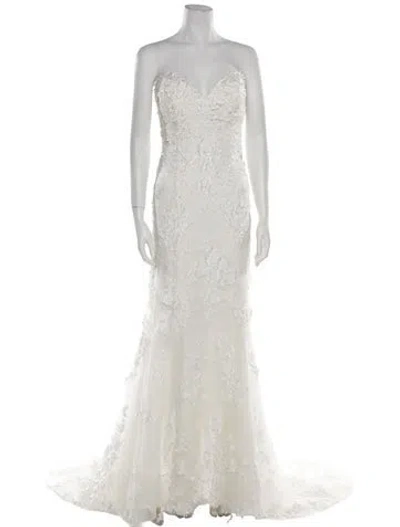 Pre-owned Casablanca Bridal Lace Long Dress In Neutral