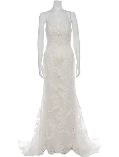 Pre-owned Casablanca Bridal Lace Long Dress W/ Tags In Neutral