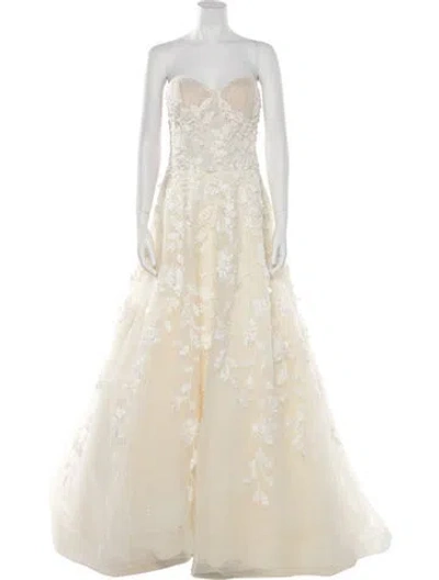 Pre-owned Casablanca Bridal Lace Pattern Long Dress In Neutral