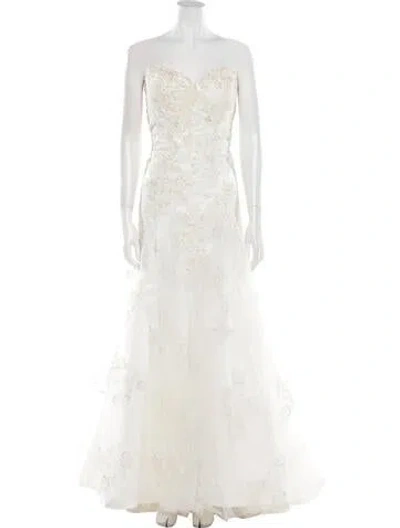 Pre-owned Casablanca Bridal Lace Pattern Long Dress In Neutral