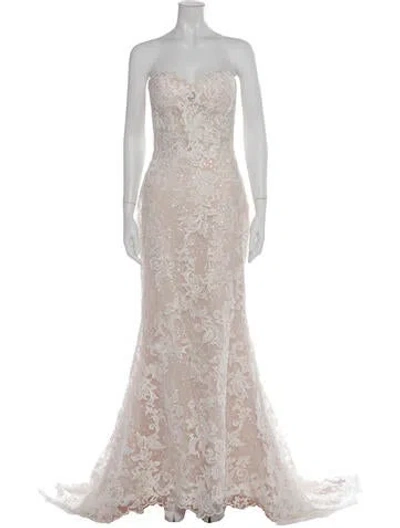 Pre-owned Casablanca Bridal Lace Pattern Long Dress In Pink