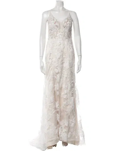 Pre-owned Casablanca Bridal Lace Pattern Long Dress W/ Tags In Multi