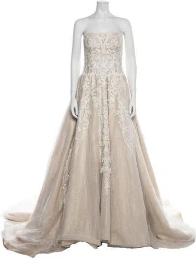 Pre-owned Casablanca Bridal Lace Pattern Long Dress W/ Tags In Neutral