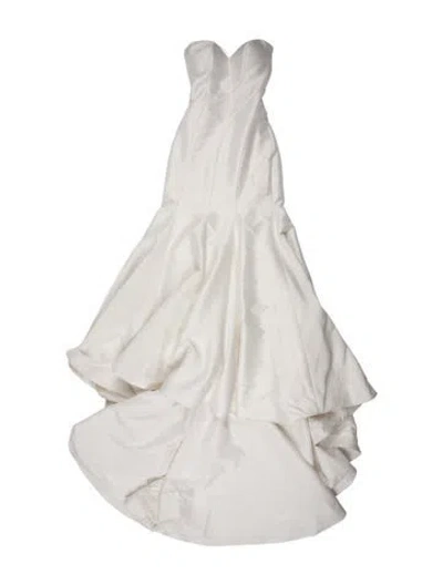 Pre-owned Casablanca Bridal One-shoulder Long Dress In White