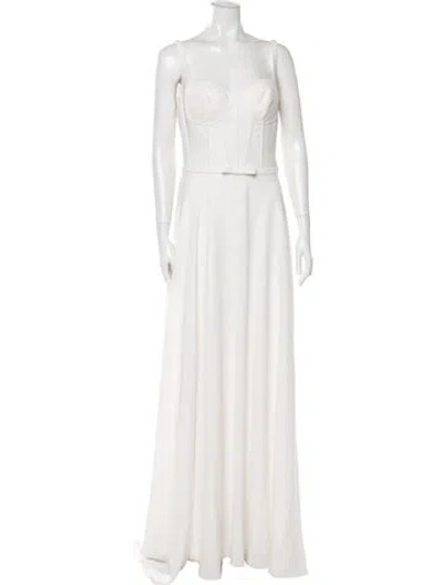 Pre-owned Casablanca Bridal Square Neckline Long Dress In White