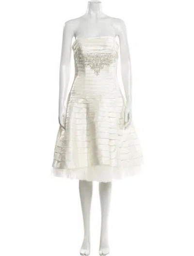 Pre-owned Casablanca Bridal Strapless Knee-length Dress In Neutral