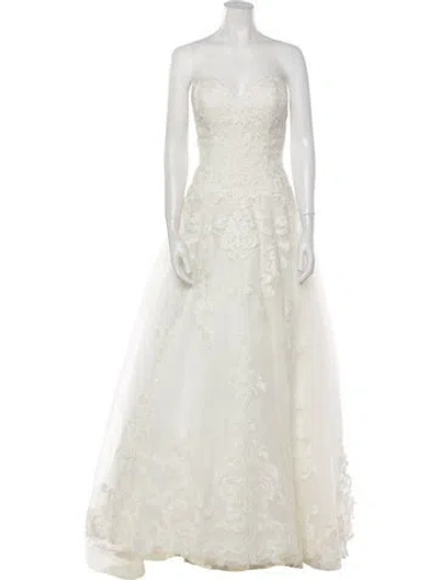 Pre-owned Casablanca Bridal Strapless Long Dress In Neutral