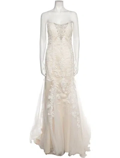 Pre-owned Casablanca Bridal Strapless Long Dress In Neutral