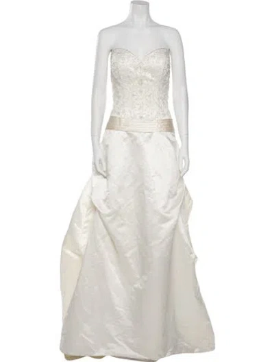Pre-owned Casablanca Bridal Strapless Long Dress In Neutral