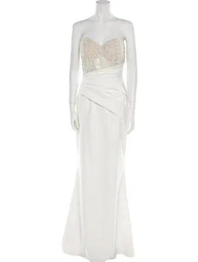 Pre-owned Casablanca Bridal Strapless Long Dress In Neutral