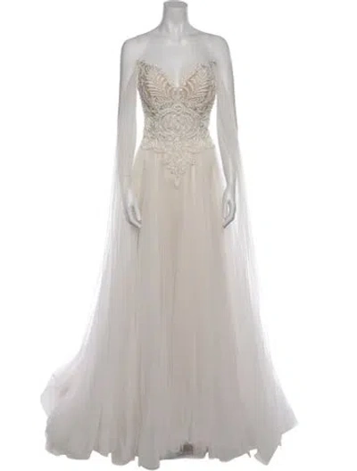 Pre-owned Casablanca Bridal Strapless Long Dress W/ Tags In Neutral