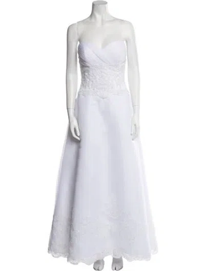 Pre-owned Casablanca Bridal Strapless Long Dress In White