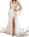 Casablanca Brienne Wedding Gown In Ivory/nude In Multi