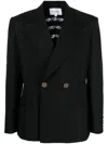 Casablanca Broderie Anglaise Double-breasted Blazer In Black